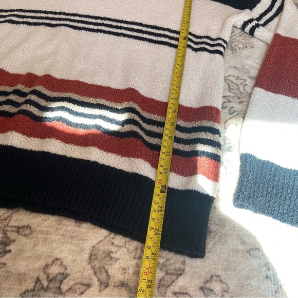 Soft Striped Crewneck Sweater - Black, White, and Rust - Picture 6 of 10